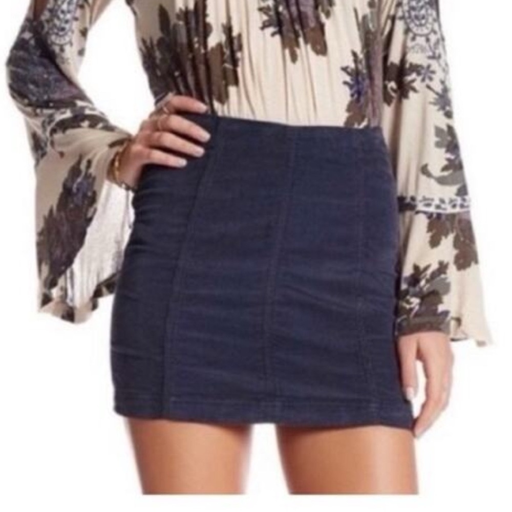 Free People blue corduroy skirt size 8